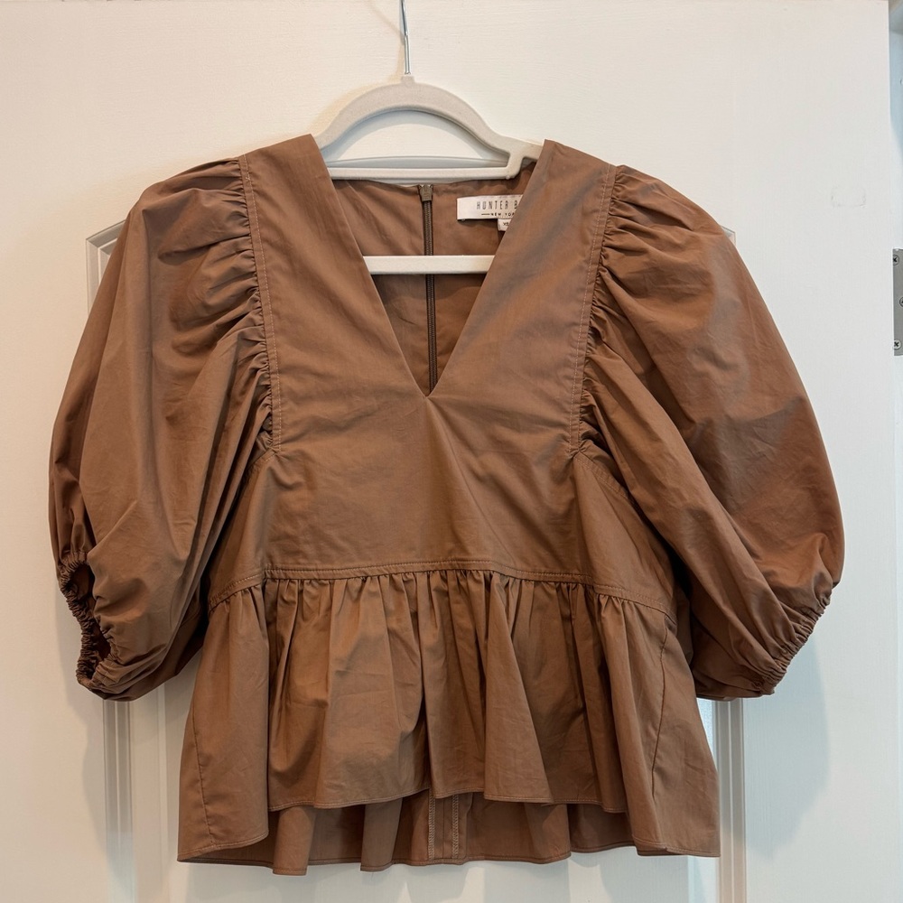 Hunter Bell New York - Landry Peplum Top in Brown